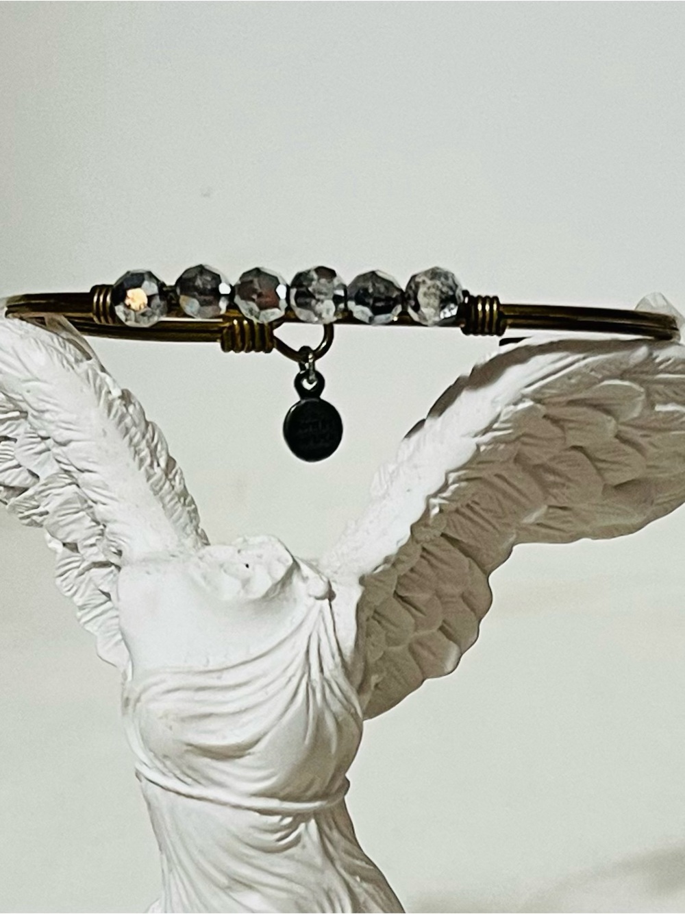 Luca + Danni Dark Smoke AB Crystal Bead on Brass wire wrapped bracelet